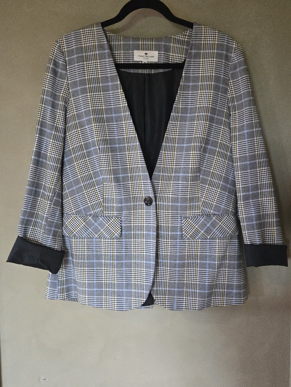 Tom Tailor (135$) | Women’s Gray Plaid Single-Button Blazer, Size 38 - Picture 6 of 12